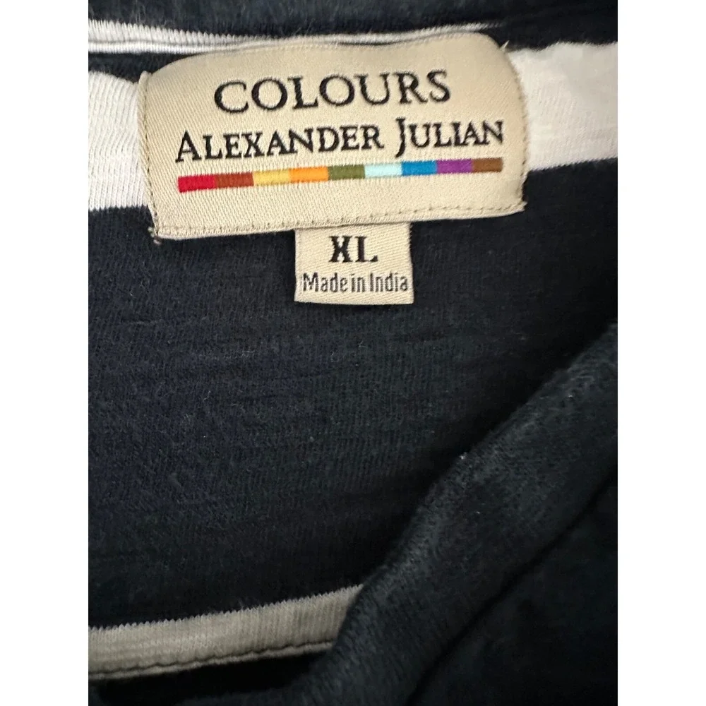 Colours Alexander Julian Men's Size XL Blue & White Stripe Pullover 100% Cotton